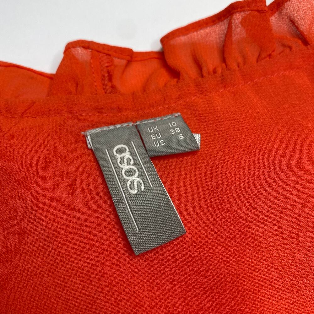ASOS | Orange Open Front Ruffle Blouse - Picture 5 of 6